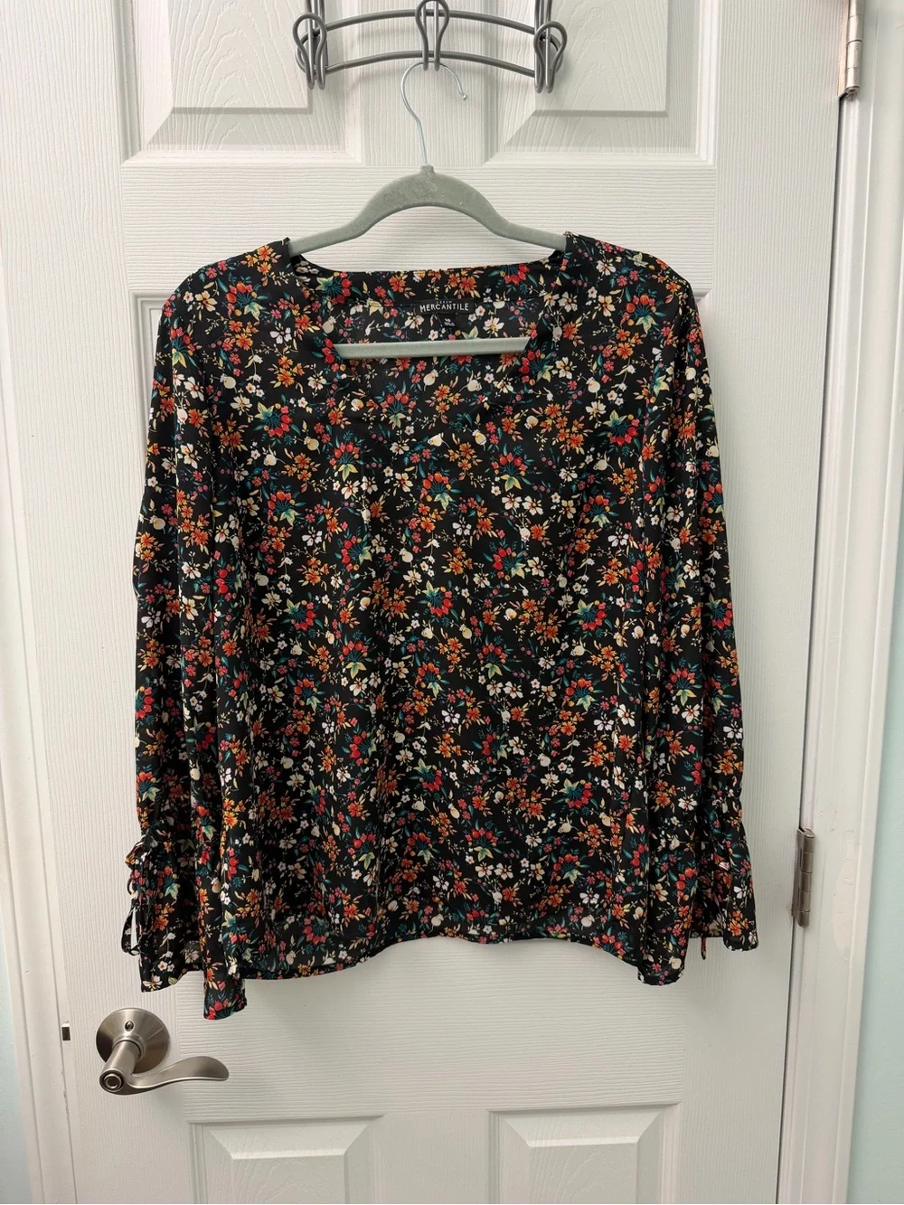 J.Crew Floral Black Long-Sleeve Blouse - size 10